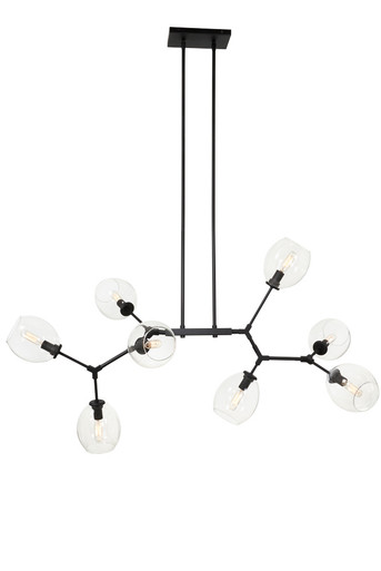 Nexpo Eight Light Island Pendant in Coal Black