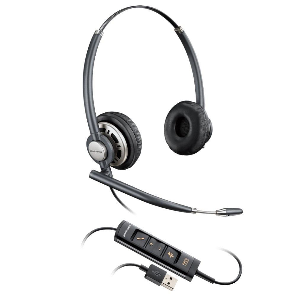 Poly Plantronics EncorePro 725 USB Stereo Noise Cancelling Headset, USB-A