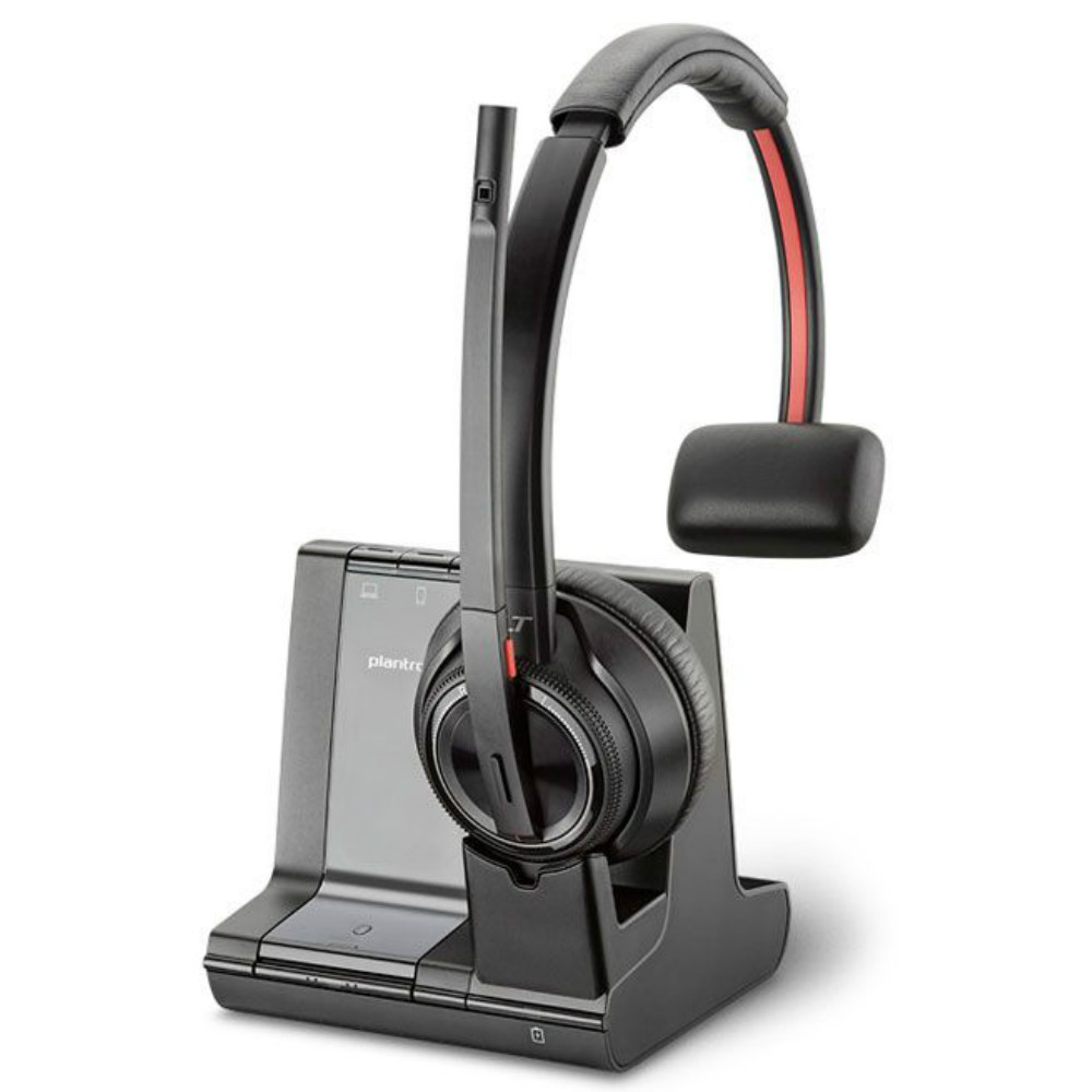 Poly Plantronics Savi 8210 Office Mono, Wireless DECT Headset, With 3-In-1 Charging Base, For Deskphones, Computers & Mobile