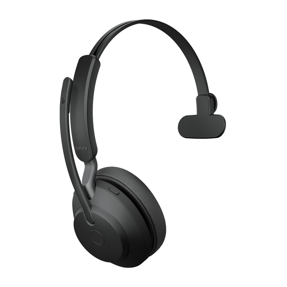 Jabra Evolve2 65 UC Mono, Wireless Bluetooth Headset, Link 380 Adapter, With Charging Stand, USB-A (Black)