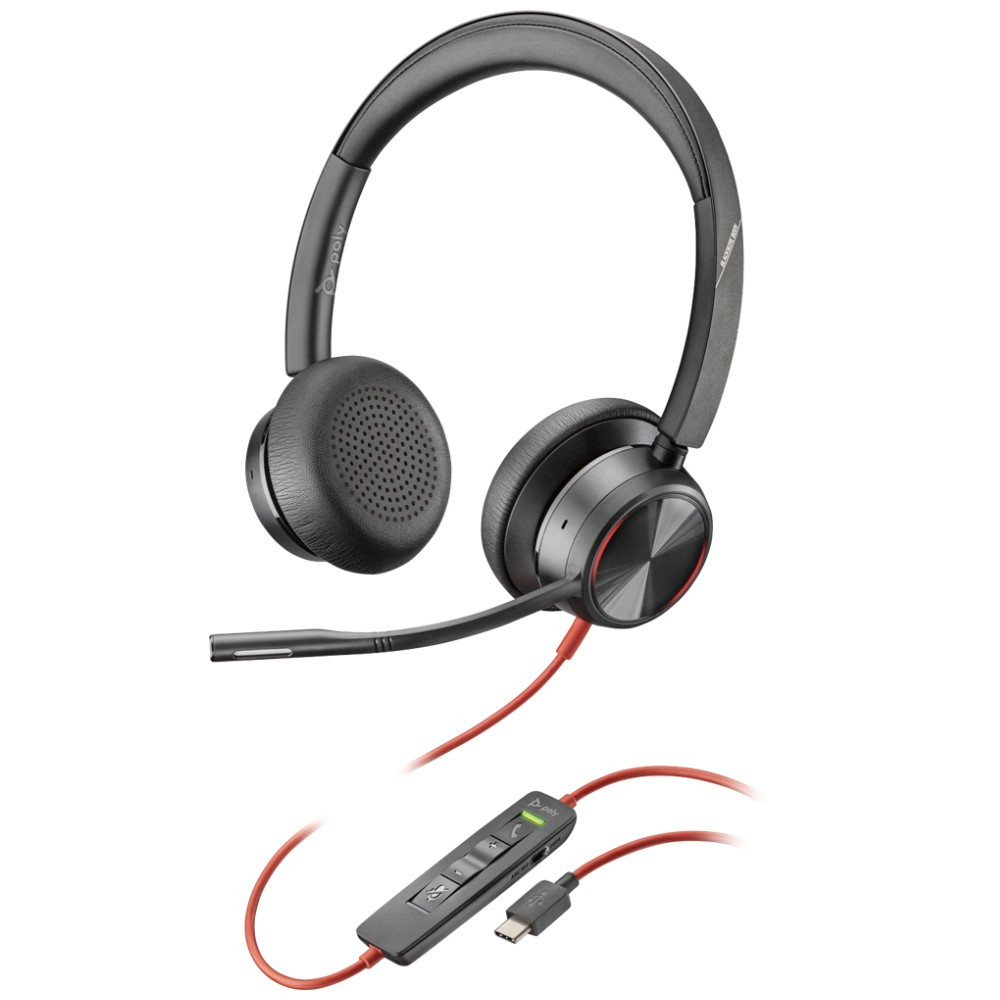 Poly Plantronics Blackwire 8225 Active Noise Cancelling Headset, With Mic Boom, USB-C