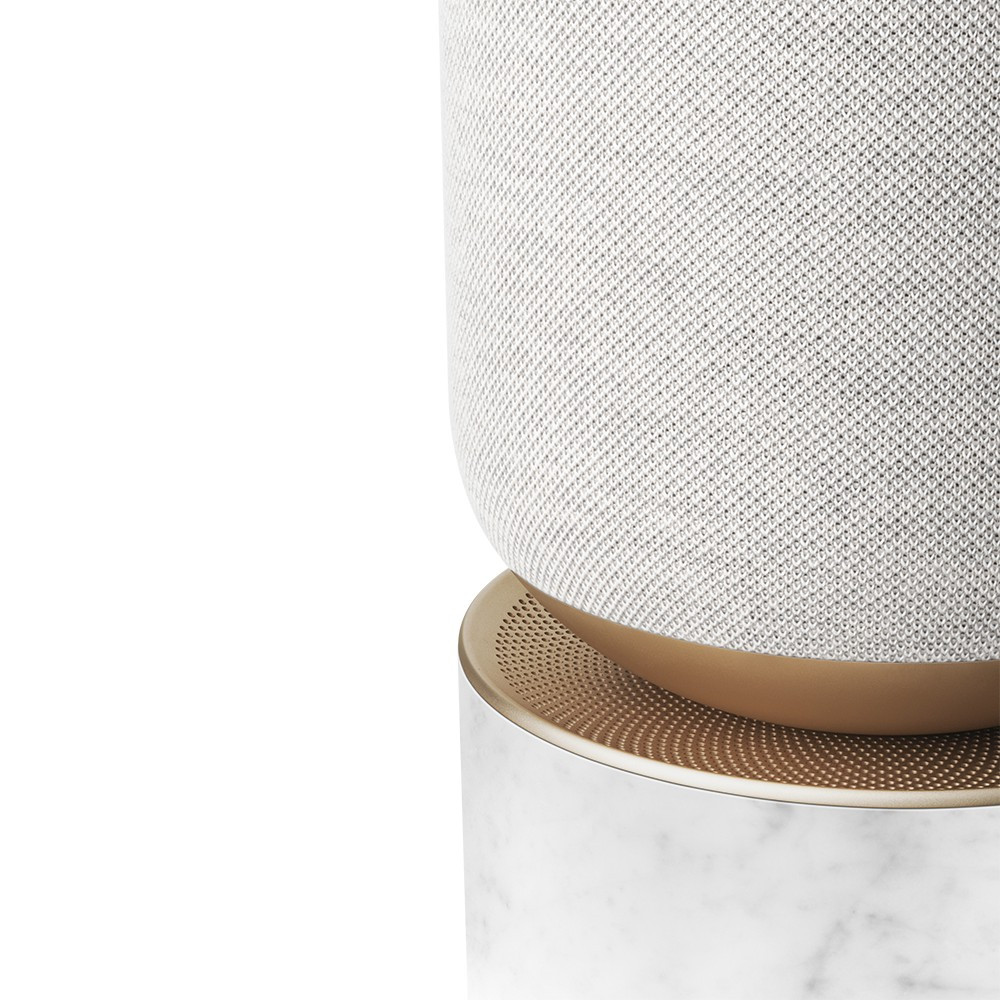 Bang & Olufsen Beosound Balance Wireless Multiroom Speaker With Voice Assistant (Gold Tone / White Marble)