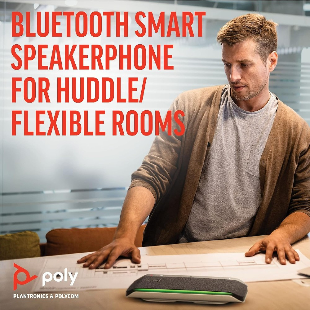 Poly Plantronics Sync 40+ Smart Wireless Conference Speakerphone, With BT600 Bluetooth Adapter, MS Teams, USB-A, USB-C