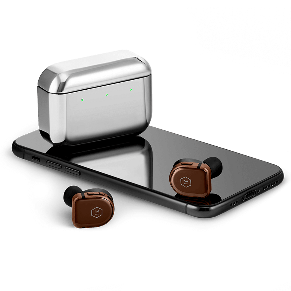 Master & Dynamic MW08 Active Noise-Cancelling True Wireless Earbuds (Brown Ceramic / Stainless Steel Case)