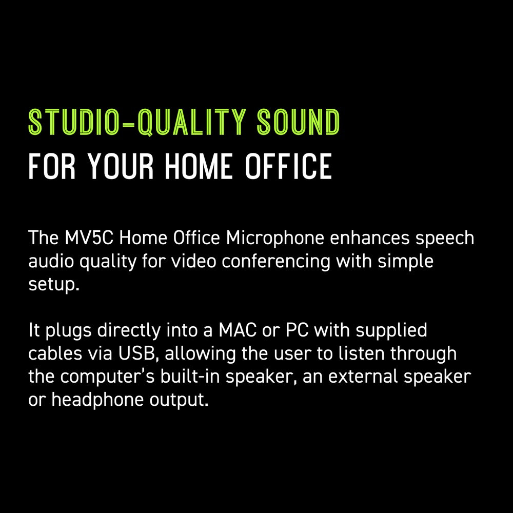 Shure MV5C Home Office Microphone, Compatible With MS Teams & Zoom