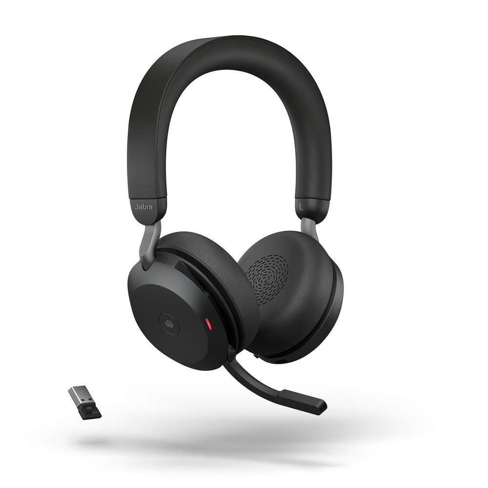 Jabra Evolve2 75 MS Stereo ANC, Wireless Bluetooth Headset, Link 380 Adapter, USB-A (Black)