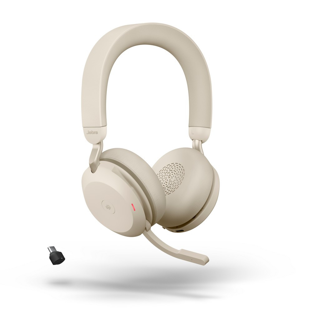 Jabra Evolve2 75 MS Stereo ANC Headset, With Link 380 Wireless Adapter, USB-C (Beige)