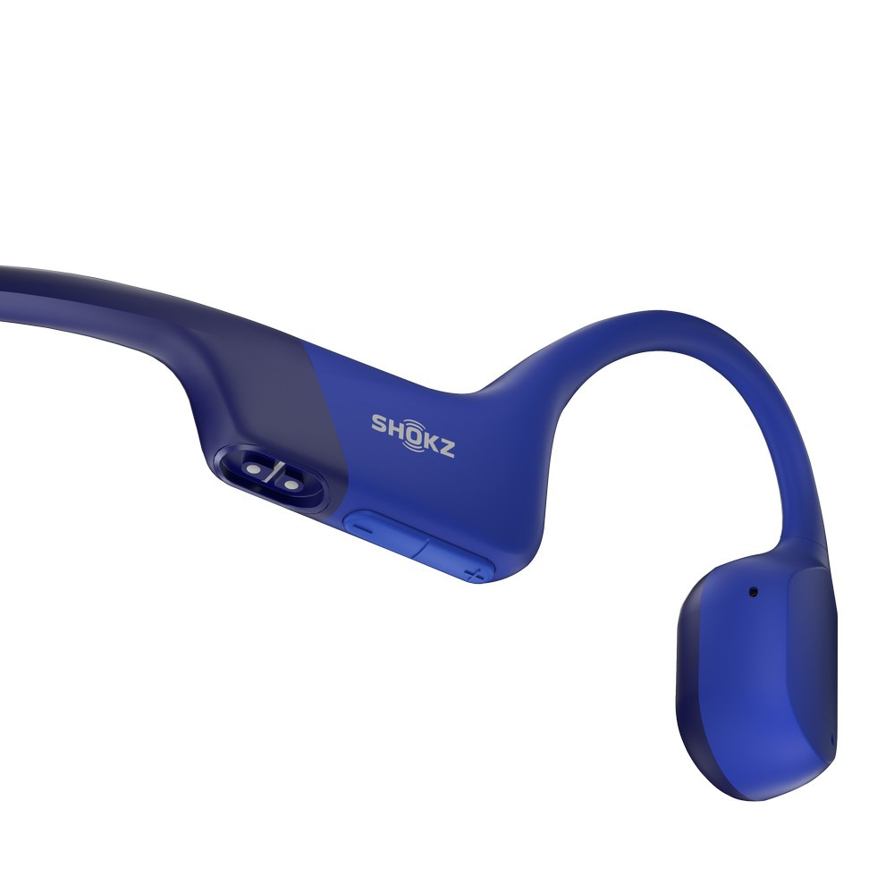 Shokz Openrun Bone Conduction Wireless Bluetooth Headphones, Open-Ear, Standard Size (Blue)