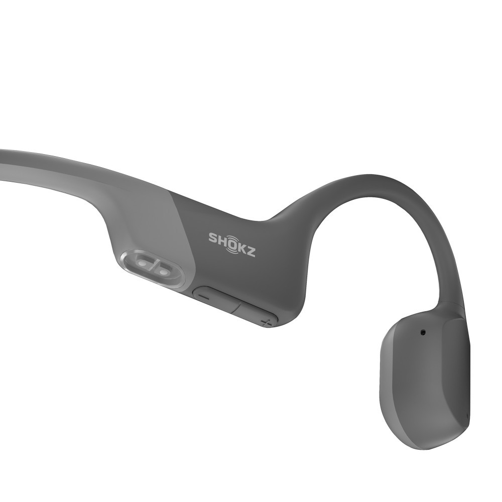 Shokz Openrun Bone Conduction Wireless Bluetooth Headphones, Open-Ear, Standard Size (Grey)