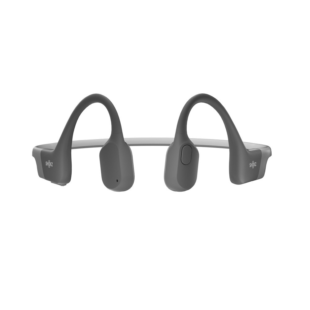 Shokz Openrun Bone Conduction Wireless Bluetooth Headphones, Open-Ear, Standard Size (Grey)