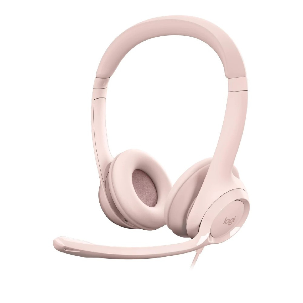 Logitech H390 Wired USB Headset With Noise-Cancelling Mic, USB-A (Rose)