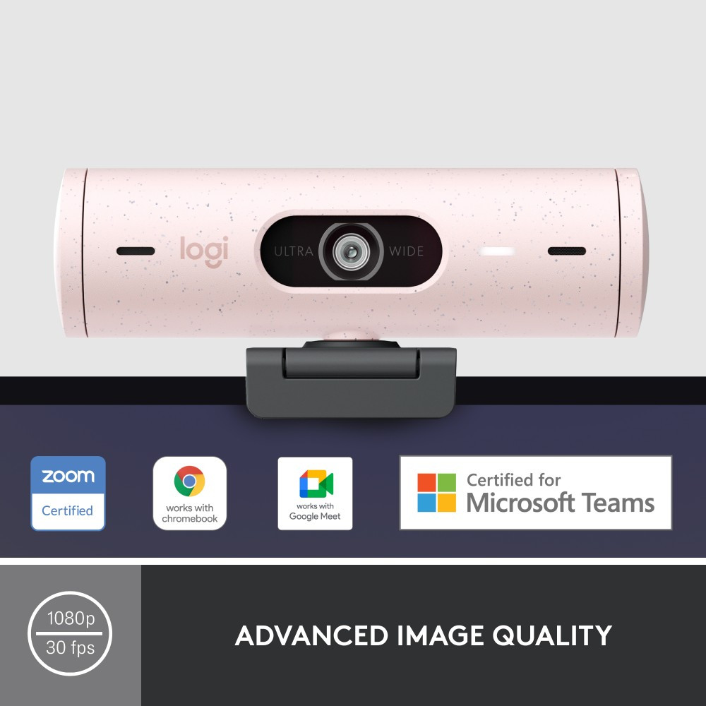 Logitech Brio 500 Full HD 1080p Webcam, USB-C (Rose)