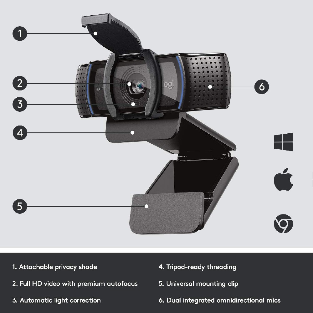 Logitech C920e Full HD 1080p Business Webcam, USB-A