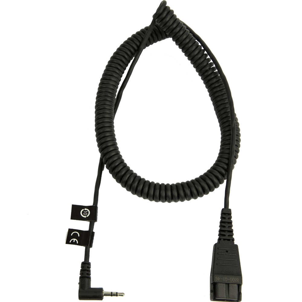 Jabra Modular Quick Disconnect (QD) To 2.5mm Jack, Coiled Cord, 2m