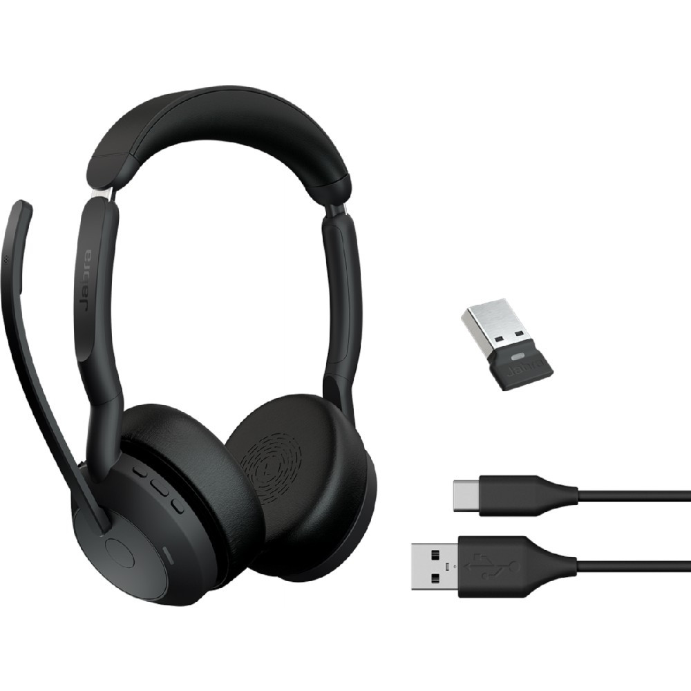 Jabra Evolve2 55 UC Stereo ANC, Wireless Bluetooth Headset, USB-A