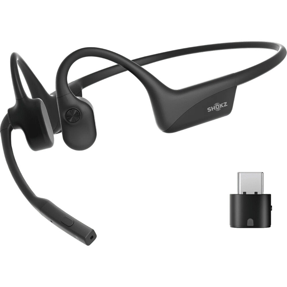 Shokz OpenComm2 UC Bone Conduction Wireless Bluetooth Headset, Open-Ear, With USB Dongle, USB-C (Black)