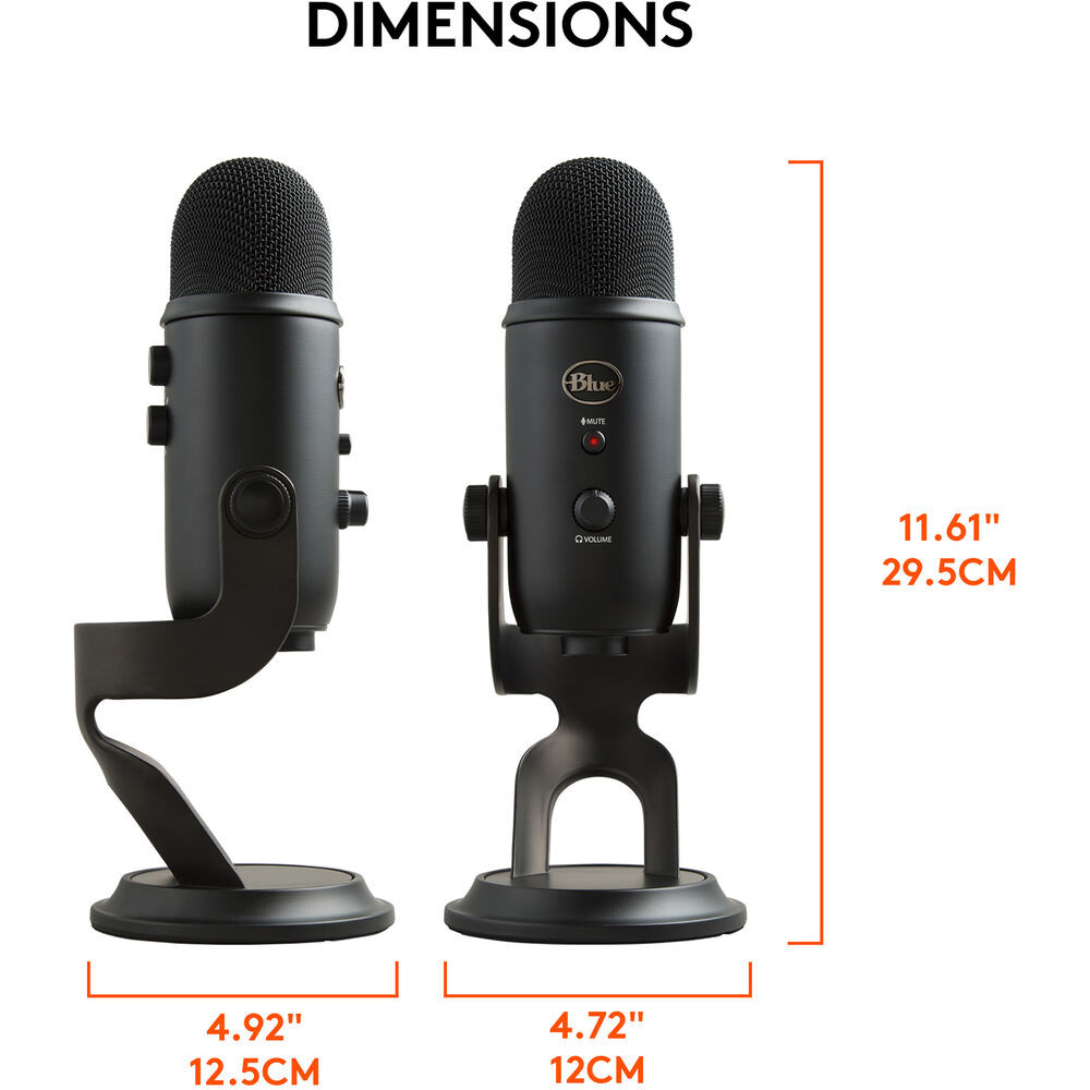 Logitech Blue Yeti Premium Premium Multi-Pattern USB Microphone with Blue VO!CE (Blackout)