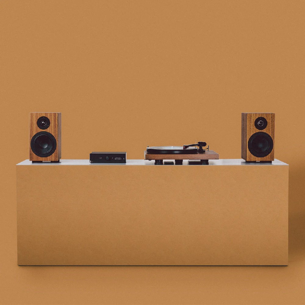 Pro-Ject Colorful Audio System With Belt Drive Turntable, Amplifier & Speakers (Walnut)