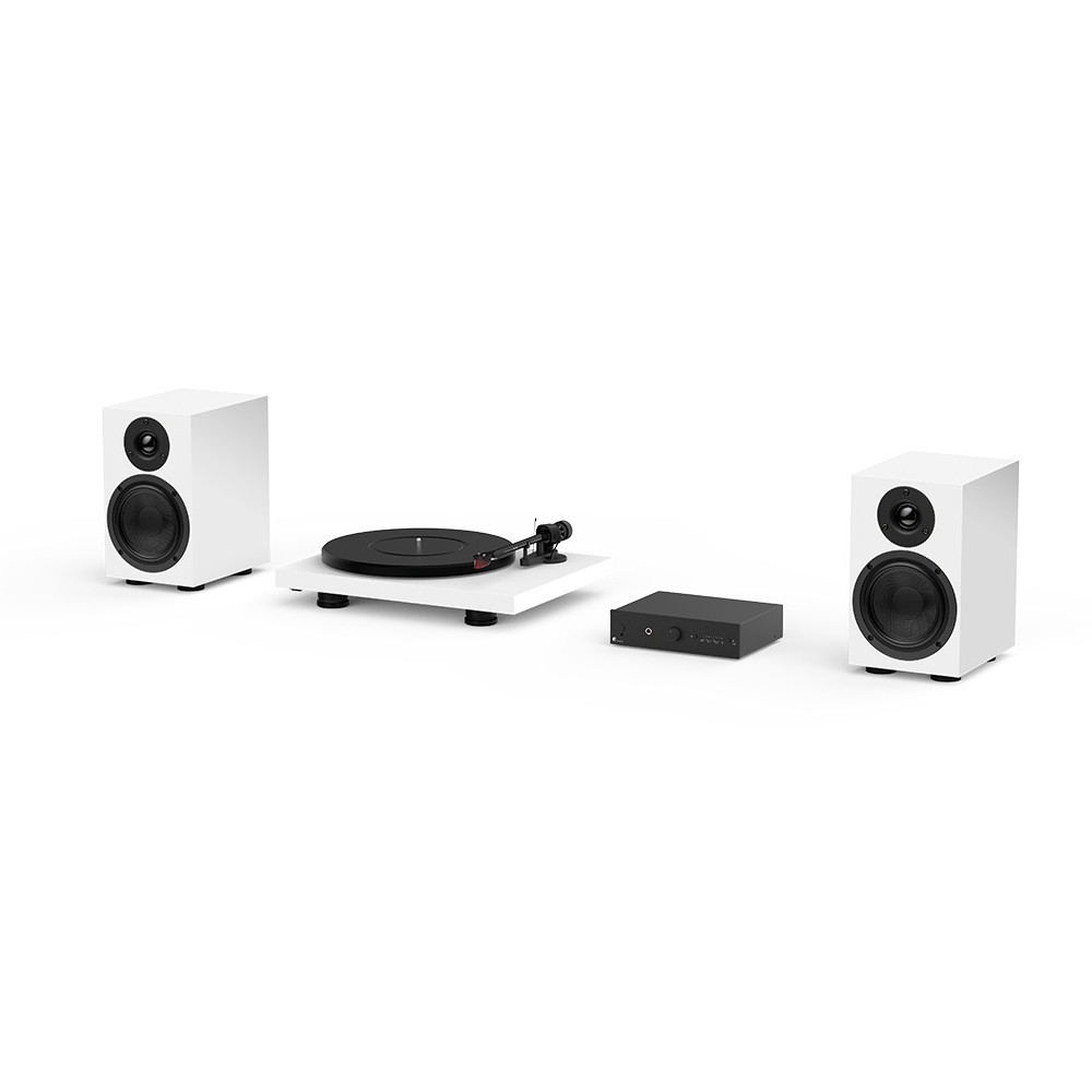 Pro-Ject Colorful Audio System With Belt Drive Turntable, Amplifier & Speakers (Satin White)