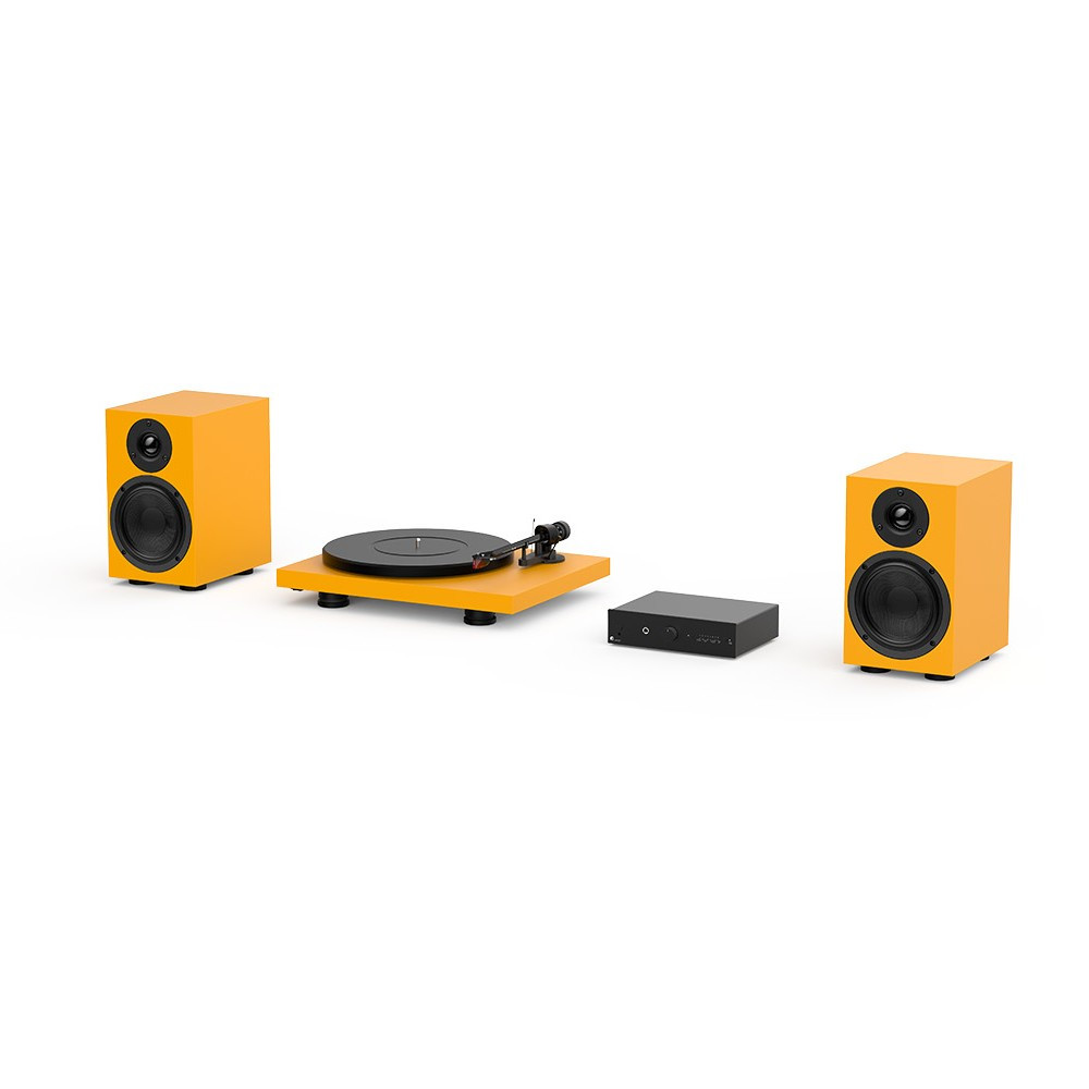 Pro-Ject Colorful Audio System With Belt Drive Turntable, Amplifier & Speakers (Satin Yellow)