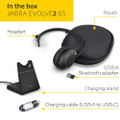 Jabra Evolve2 65 UC Mono, Wireless Bluetooth Headset, Link 380 Adapter, With Charging Stand, USB-A (Black)