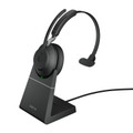 Jabra Evolve2 65 UC Mono, Wireless Bluetooth Headset, Link 380 Adapter, With Charging Stand, USB-C (Black)