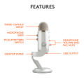 Logitech Blue Yeti Premium Premium Multi-Pattern USB Microphone with Blue VO!CE (Silver)