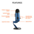 Logitech Blue Yeti Premium Premium Multi-Pattern USB Microphone with Blue VO!CE (Midnight Blue)