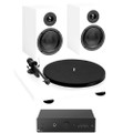 Pro-Ject Colorful Audio System With Belt Drive Turntable, Amplifier & Speakers (Satin White)
