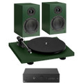 Pro-Ject Colorful Audio System With Belt Drive Turntable, Amplifier & Speakers (Satin Green)