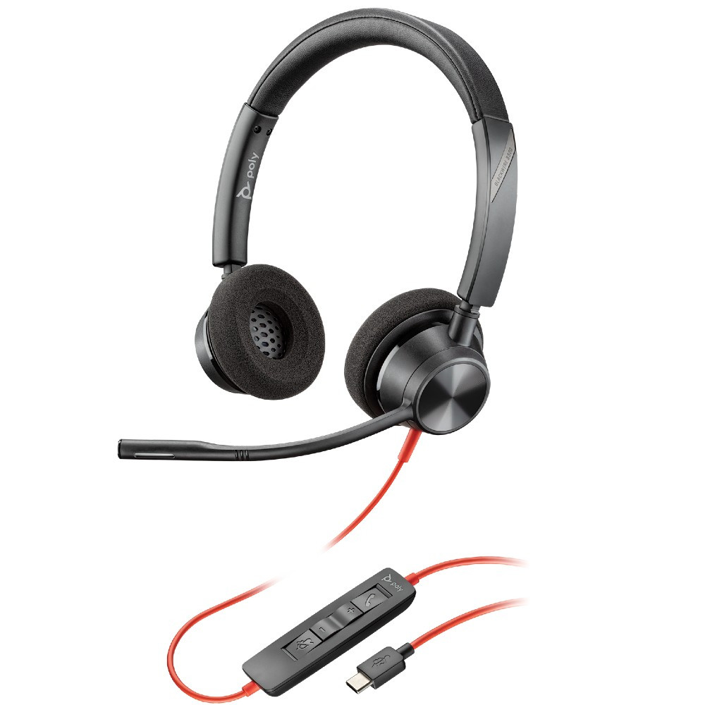 Plantronics 213935-101 Blackwire 3320 USB-C Headset, Binaural Over-the-head Stereo Headset with Noise Cancelling Microphone