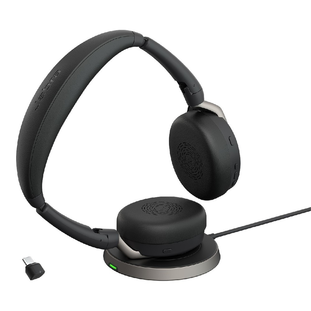 Jabra Evolve2 65 Flex MS Stereo ANC, Wireless Bluetooth Headset, With  Wireless Charger, USB-C