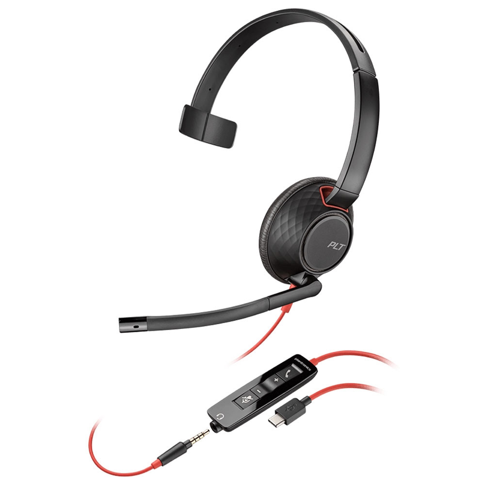 Poly Plantronics Blackwire 5210 Corded Mono Headset, USB-C,