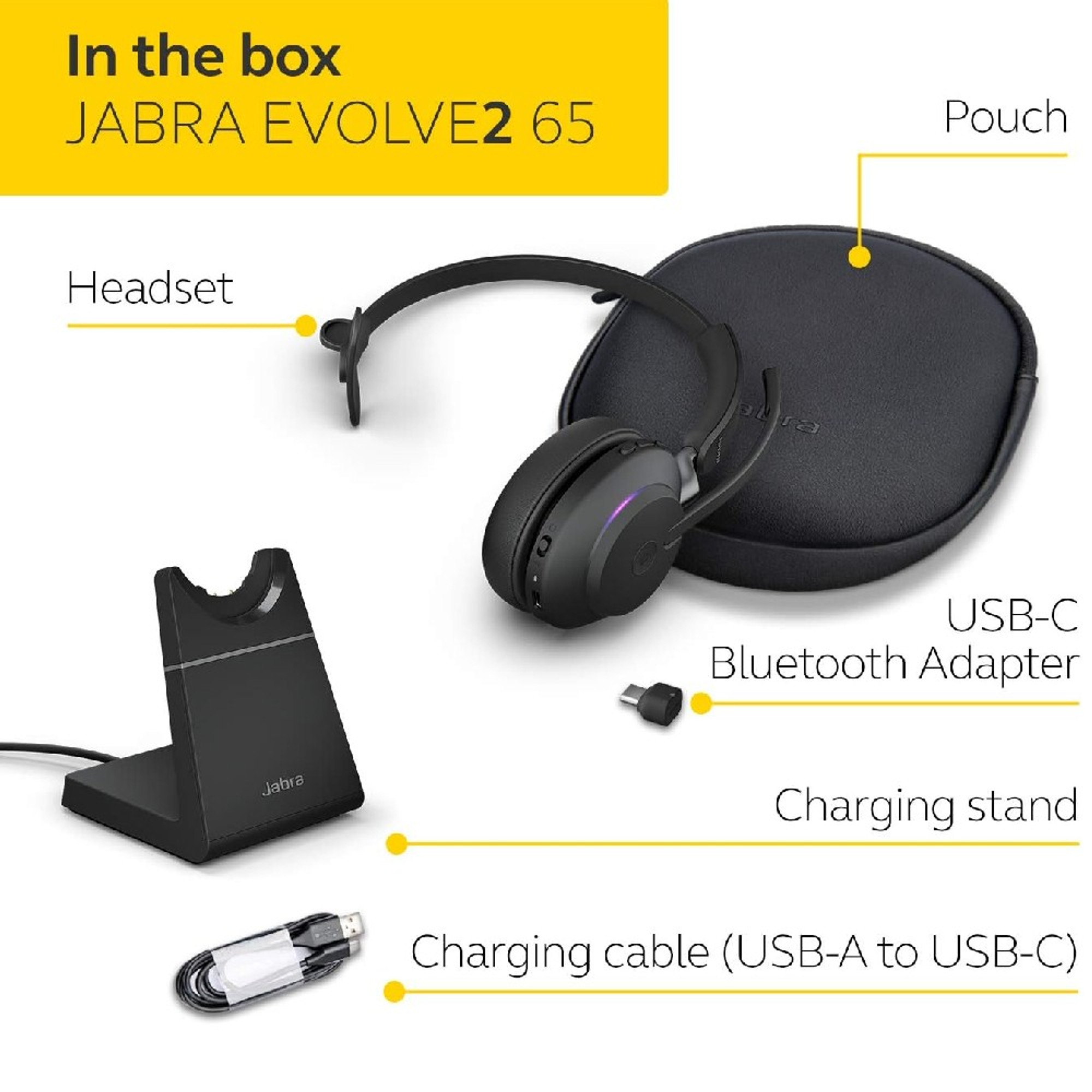 Jabra Evolve2 65 Headset Stereo USB Type A Wireless Bluetooth Over