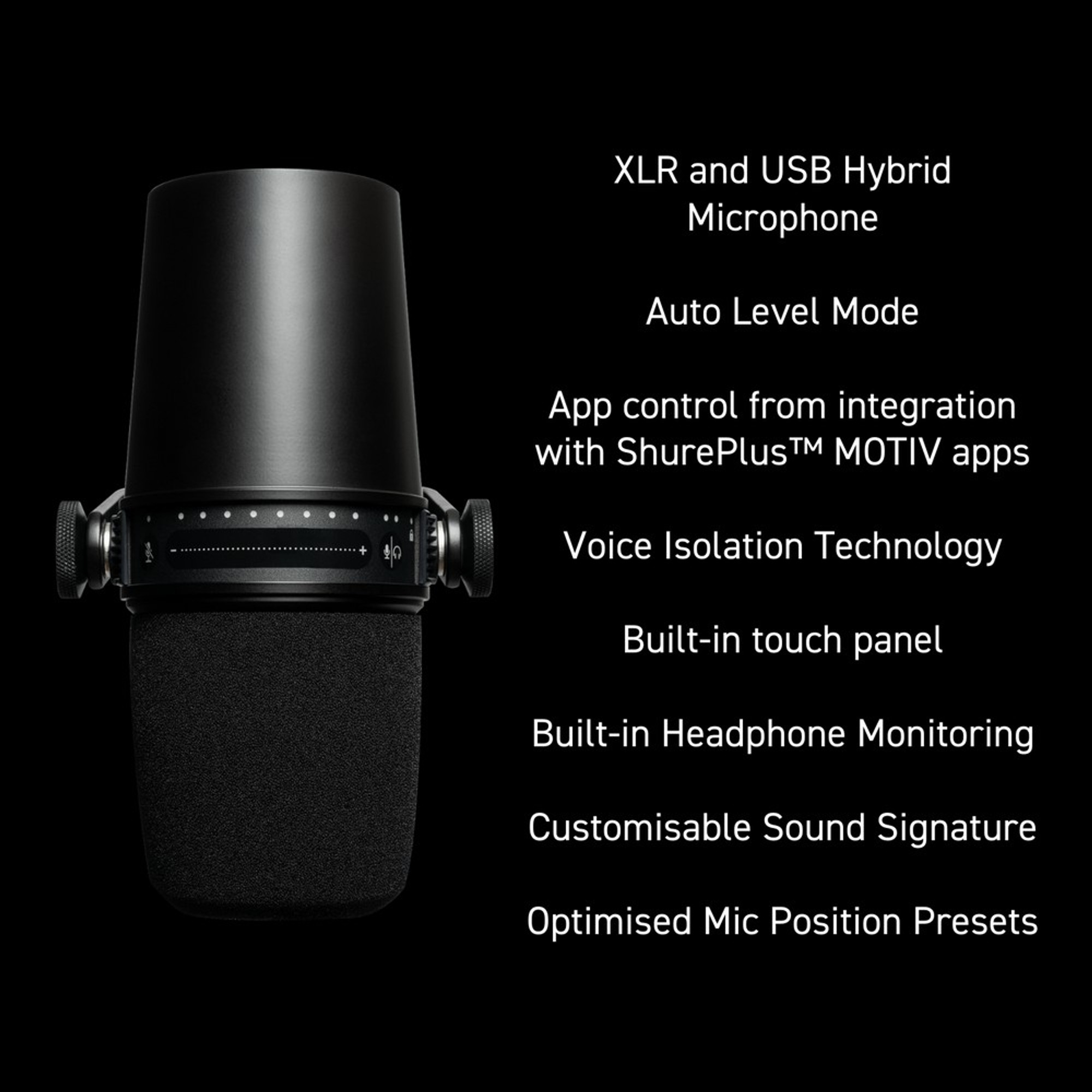 Shure MV7-K Podcast Microphone USB / XLR hybrid Dynamic Microphone