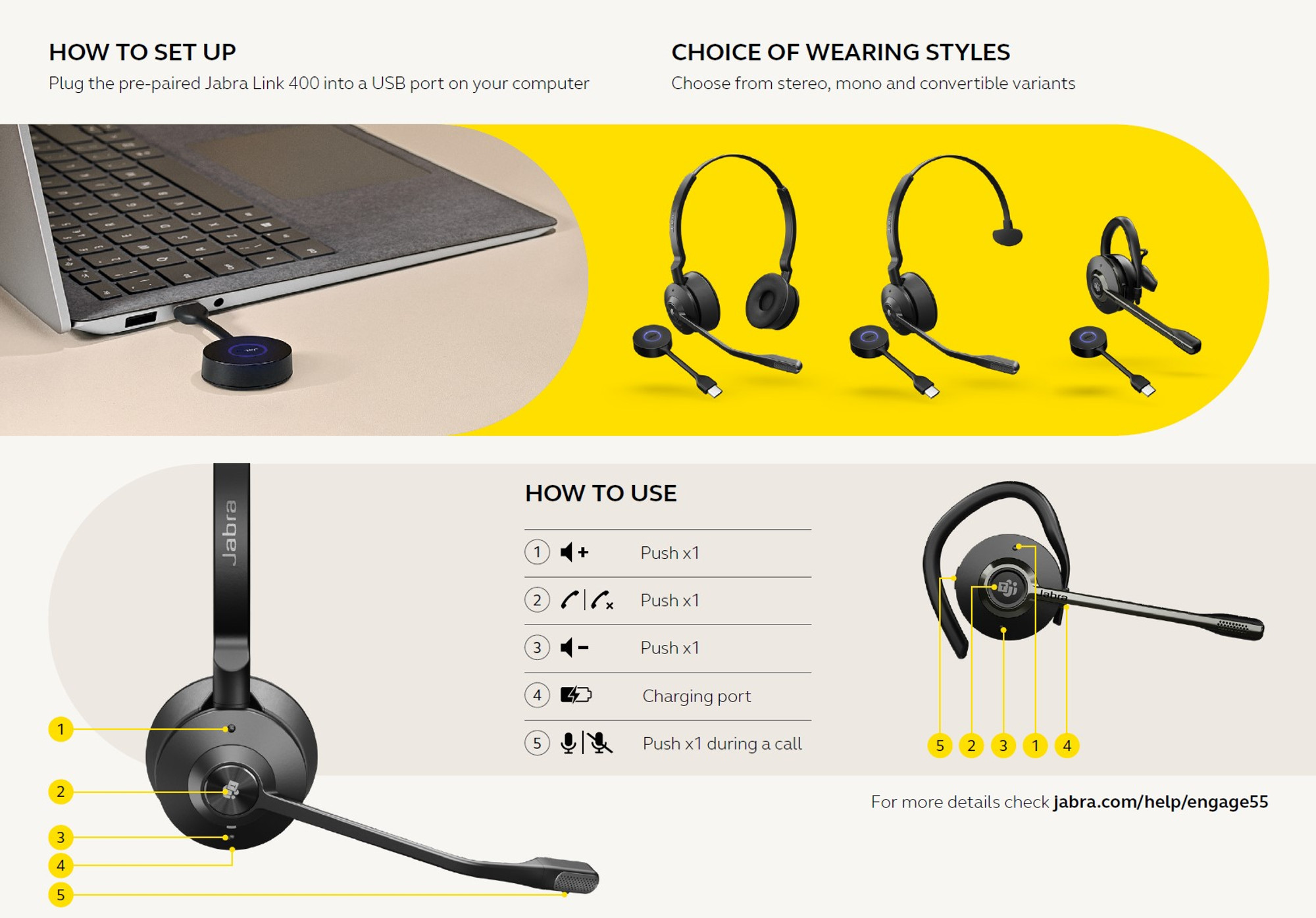 Jabra Engage 55 USB-C Convertible Wireless Headset