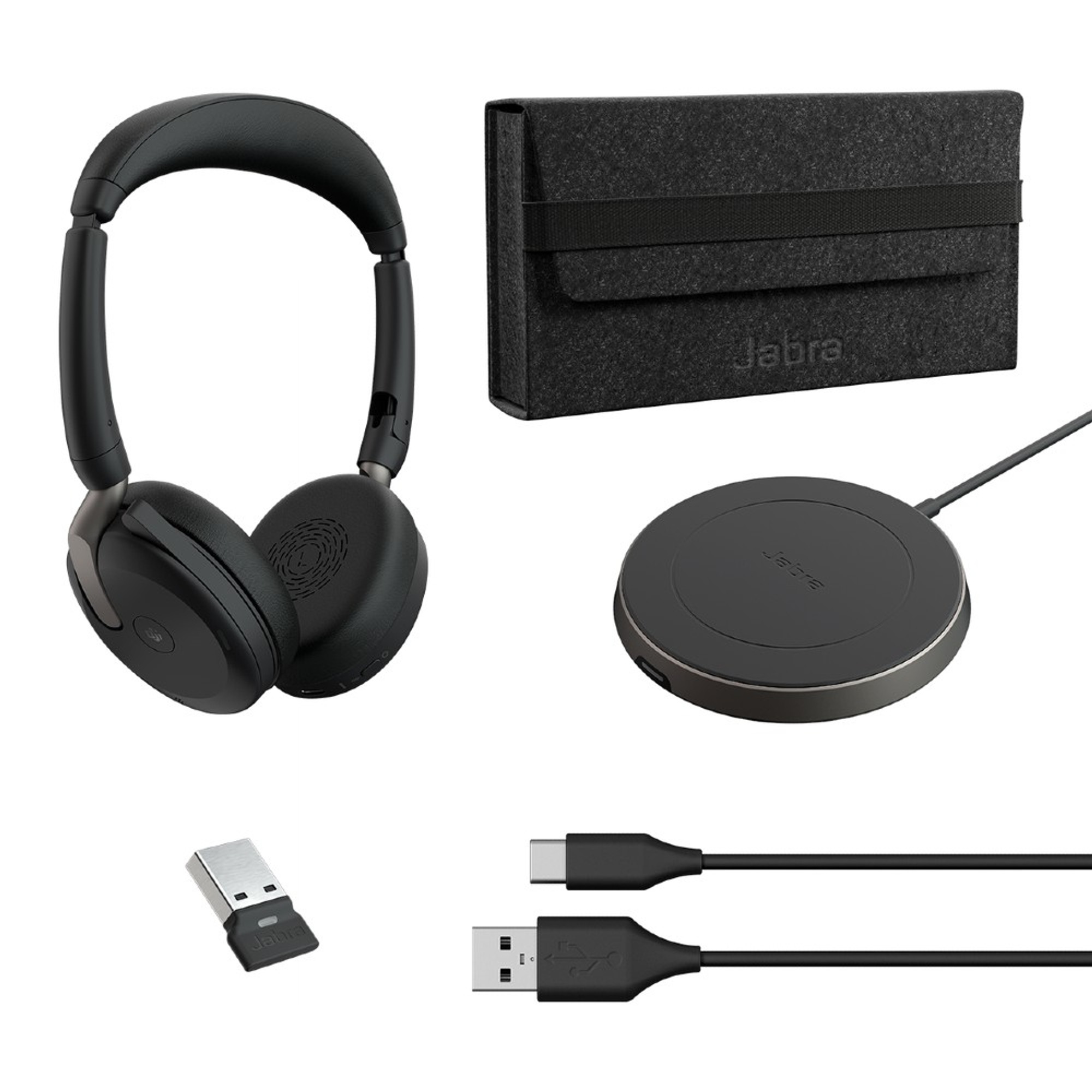 Jabra Evolve2 65 Stereo Wireless Headset (Black), UC Version, Includes  USB Bluetooth Dongle, Compatible with Softphones, Smartphones, Tablets,  PC/MAC