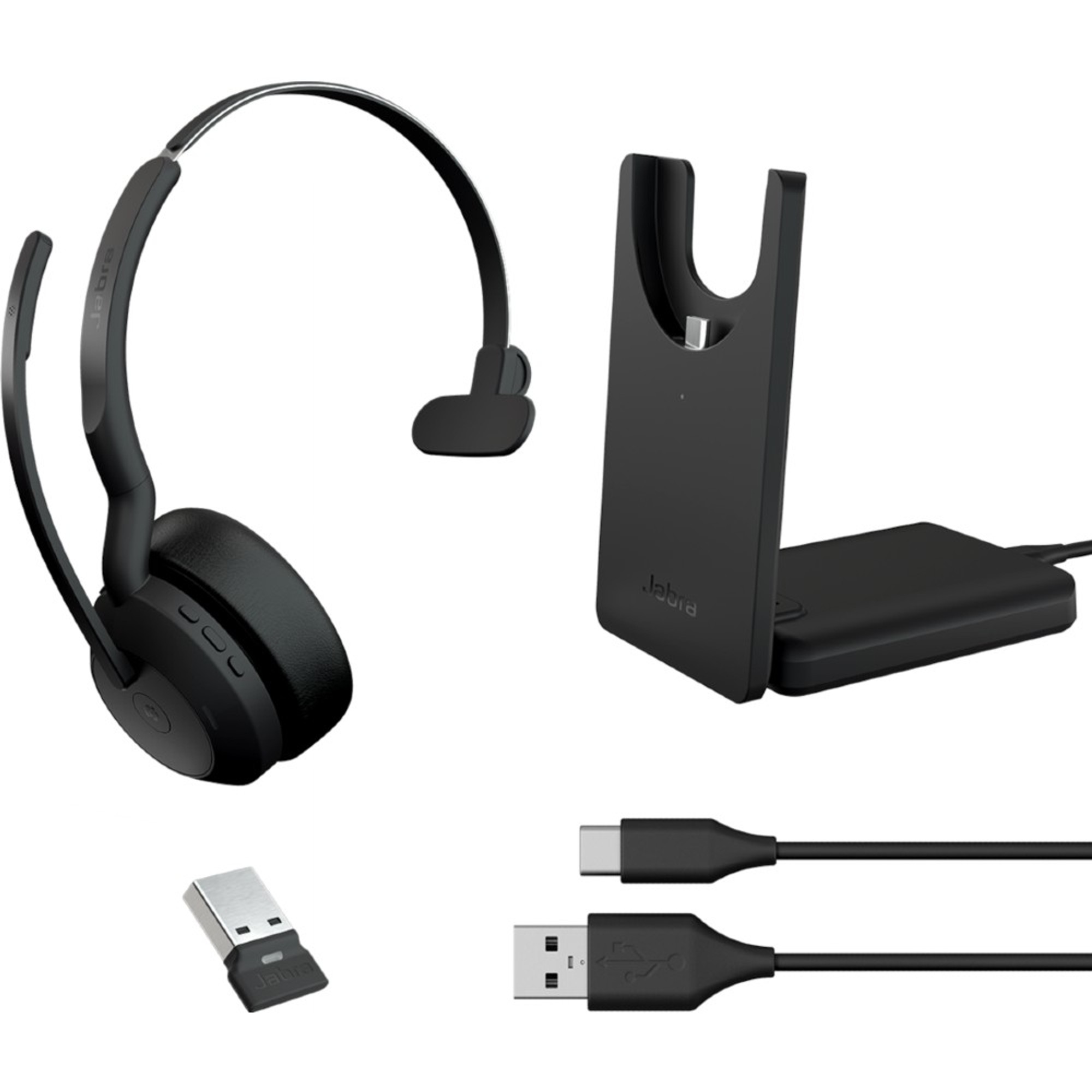 Mono Wireless With | | Bluetooth Headsets | Jabra MS 55 Stand, Jabra Singapore Jabra Headset, USB-A (25599-899-989) Evolve2 Charging HEADPHONES Evolve2 | ANC, Jabra