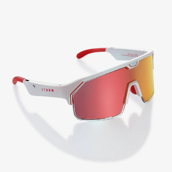 Chamelo Music Shield Sport Smart Sunglasses with Audio (Matte White / Fire)