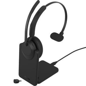 Jabra Evolve3 45 UC Mono ANC, Wireless Bluetooth Headset, Link 390 Adapter, With Charging Stand, USB-C