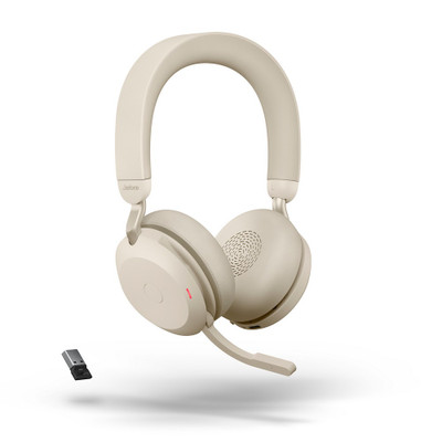 Jabra Evolve2 75 UC Stereo ANC Headset, With Link 380 Wireless Adapter, USB-C (Beige)