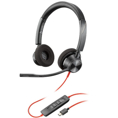 Poly Plantronics Blackwire 3320 UC Stereo Office Headset, USB-C with +USB-C/A Adapter