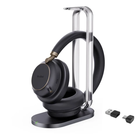 Yealink BH76 Plus Dual, ANC Wireless Bluetooth Headset with Charging Stand, MS Teams, USB-C/A (Black)