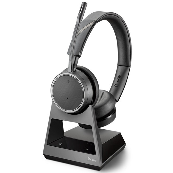 Poly Plantronics Voyager 4220 Office Stereo, Wireless Bluetooth Headset, With 2-Way Base, USB-A