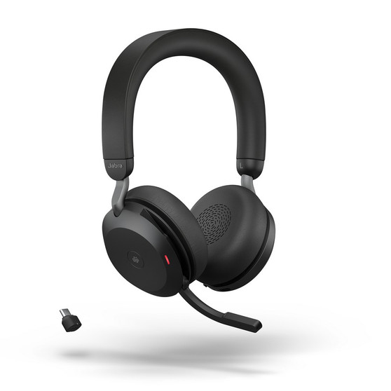 Jabra Evolve2 75 MS Stereo ANC, Wireless Bluetooth Headset, Link 380 Adapter, USB-C (Black)