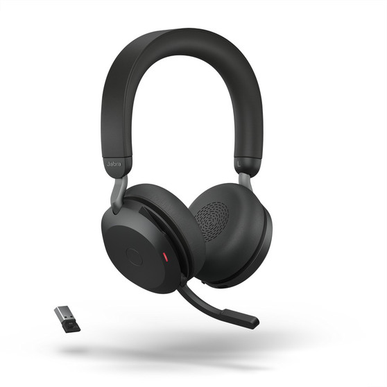 Jabra Evolve2 75 UC Stereo ANC, Wireless Bluetooth Headset, Link 380 Adapter, USB-A (Black)