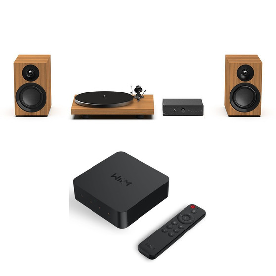 Pro-Ject Colourful Audio System E All-In-One True Analog HiFi Stereo System (Walnut) with WiiM Pro Plus