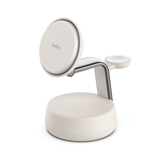 Belkin UltraCharge Pro 3-in-1 Magnetic Charging Dock with Qi2 25W (Sand)