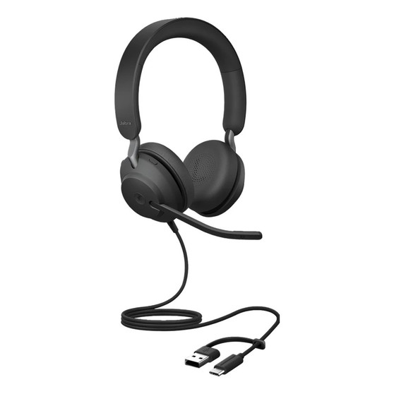 Jabra Evolve2 40 SE MS Stereo, Wired USB Headset, USB-C/A (Black)