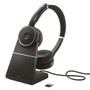 Jabra Evolve 75 SE UC Stereo ANC, Wireless Bluetooth Headset, Link 380 Adapter, With Charging Stand, USB-A